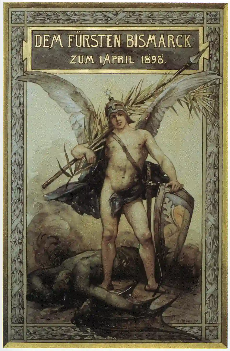 Schmuckadresse patriotsich gesinnter Frauen Bremens für Otto von Bismarck zum 1. April 1898. Ausführung Arthur Fitger.