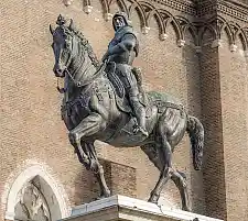 Andrea del Veroccios equestrian statue of Bartolommeo Colleoni in Venice in front of the church of Giovanni e Paolo.