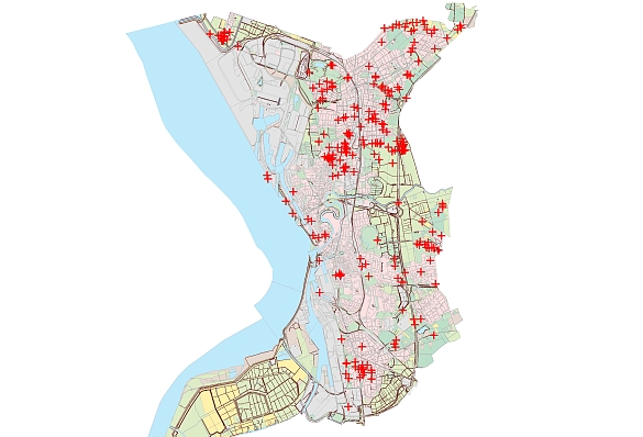 Kartierung der Fundstellen in Bremerhaven - Auszug aus der ADABweb - Stand Februar 2021